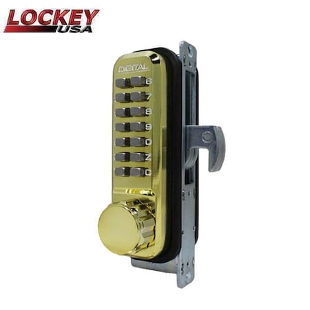 Lockey Lockey: 2950 Narrow-Stile Mechanical Keypad Keyless Hook Bolt - Double Combination Jet Black LK-2950-DC-JB